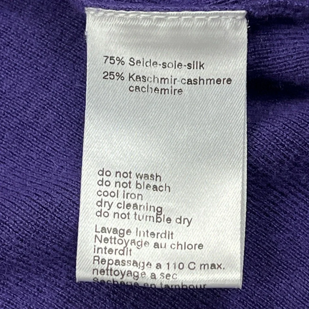 Akris Punto Cardigan Women's 10 Purple Cashmere Silk Button Short Sleeve Sweater - Picture 8 of 11